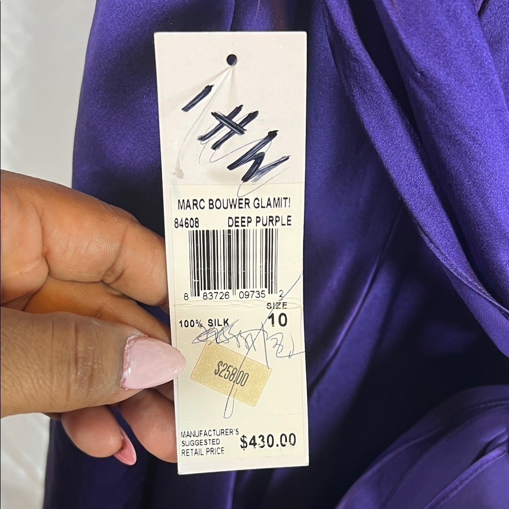 NWT 100% silk Marc Bouwer Purple Midi Dress 0158 - Picture 7 of 11